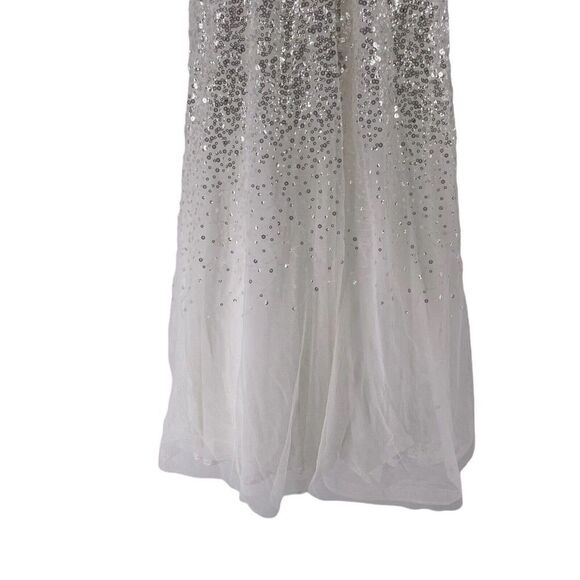 Say Yes To The Dress Prom TLC White Wedding A Line Sequin V Neck Formal Size 3/4 - Picture 6 of 10